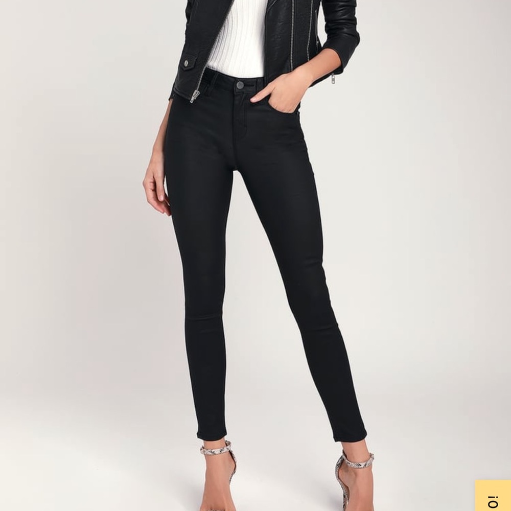 Black leather jeans size 24 in perfect condition